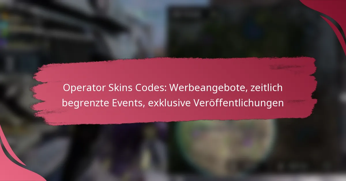 Operator Skins Codes: Werbeangebote, zeitlich begrenzte Events, exklusive Veröffentlichungen