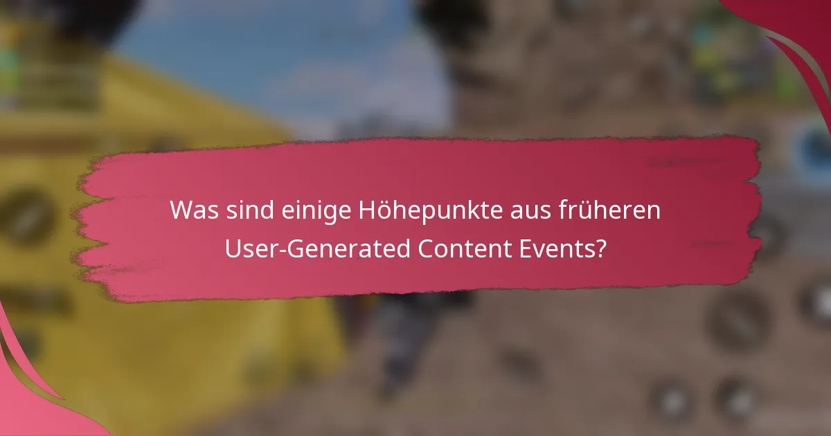 Was sind einige Höhepunkte aus früheren User-Generated Content Events?